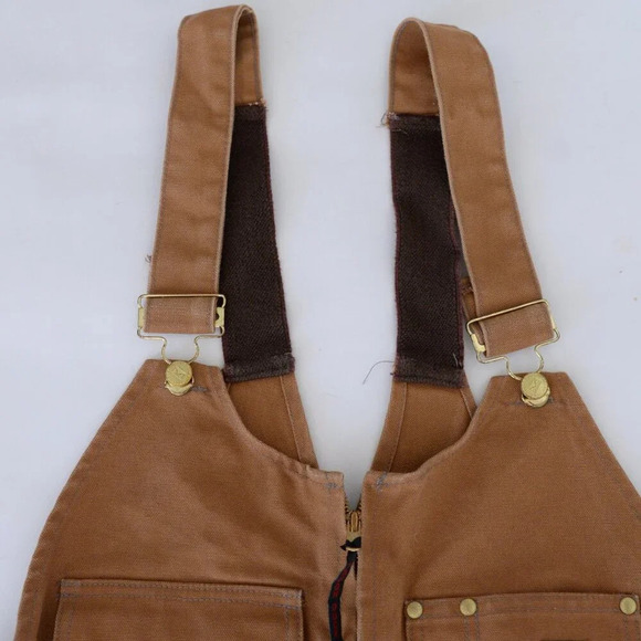 Vintage Tough Duck Tan 100% Cotton Double  Knee Zip Up Overalls Size XL-XXL - Picture 12 of 16
